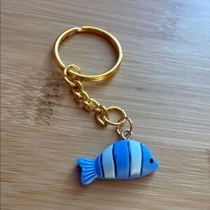 Blue and Gold Fish Keychain
